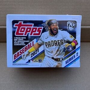 MLB 2021 Topps Baseball Series 2 value box (70th Anniversary Patch Inside)